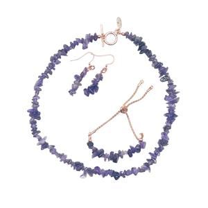 NEW JEWELIT women's amethyst necklace set in purple